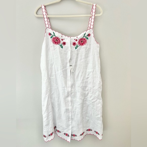 J. Crew White Mini Dress with Pink Floral Embroidery - Picture 6 of 12